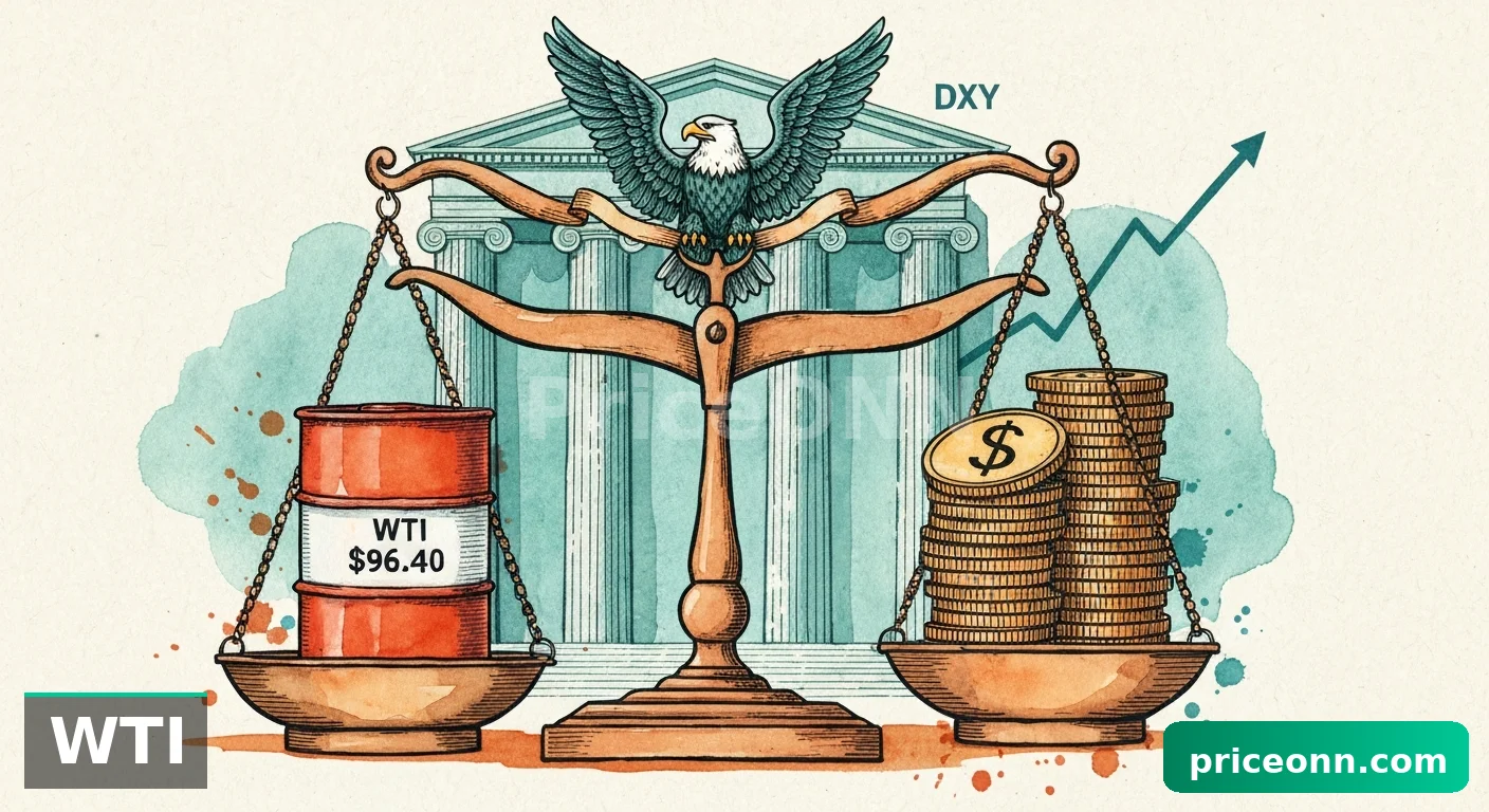 WTI原油徘徊于96.40美元附近，美联储鹰派暂停与美元飙升双重承压