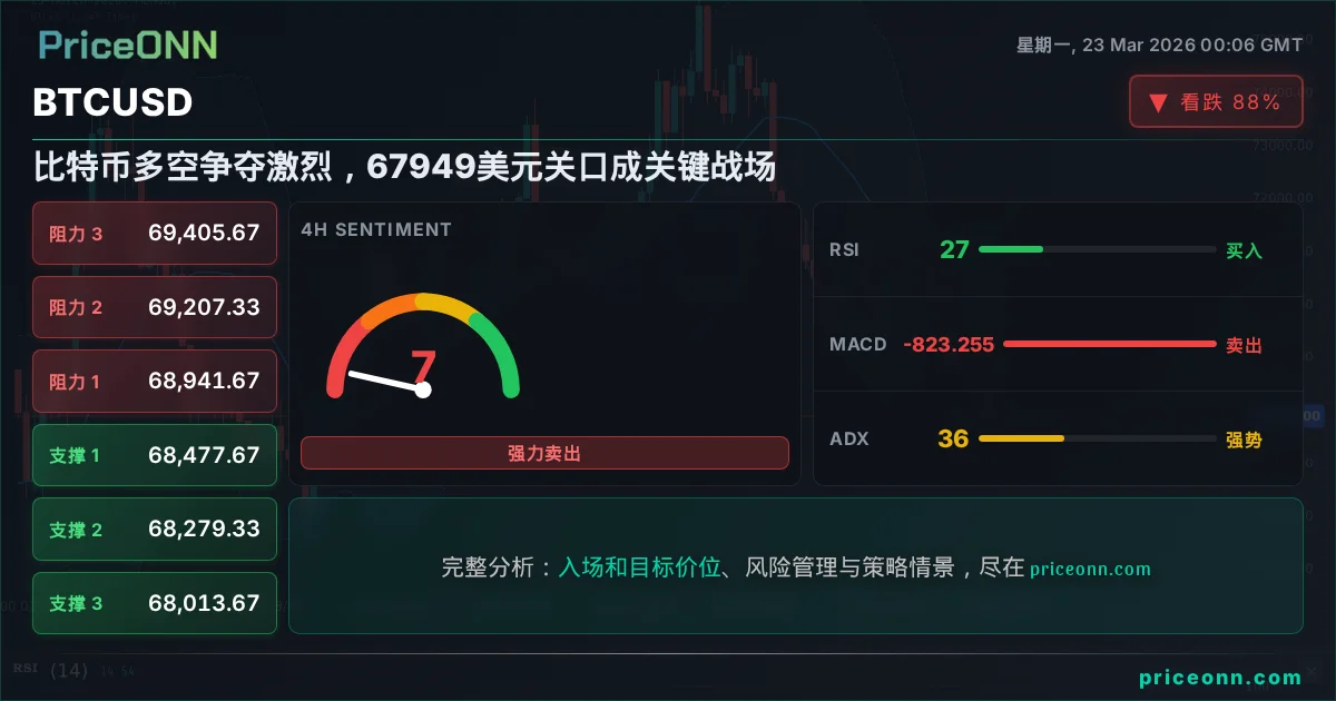 BTCUSD 技术分析 | PriceONN