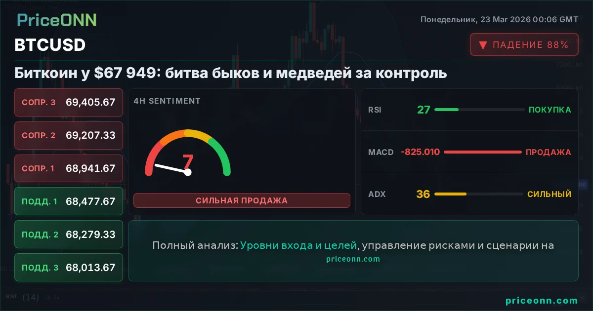 BTCUSD Технический Анализ | PriceONN