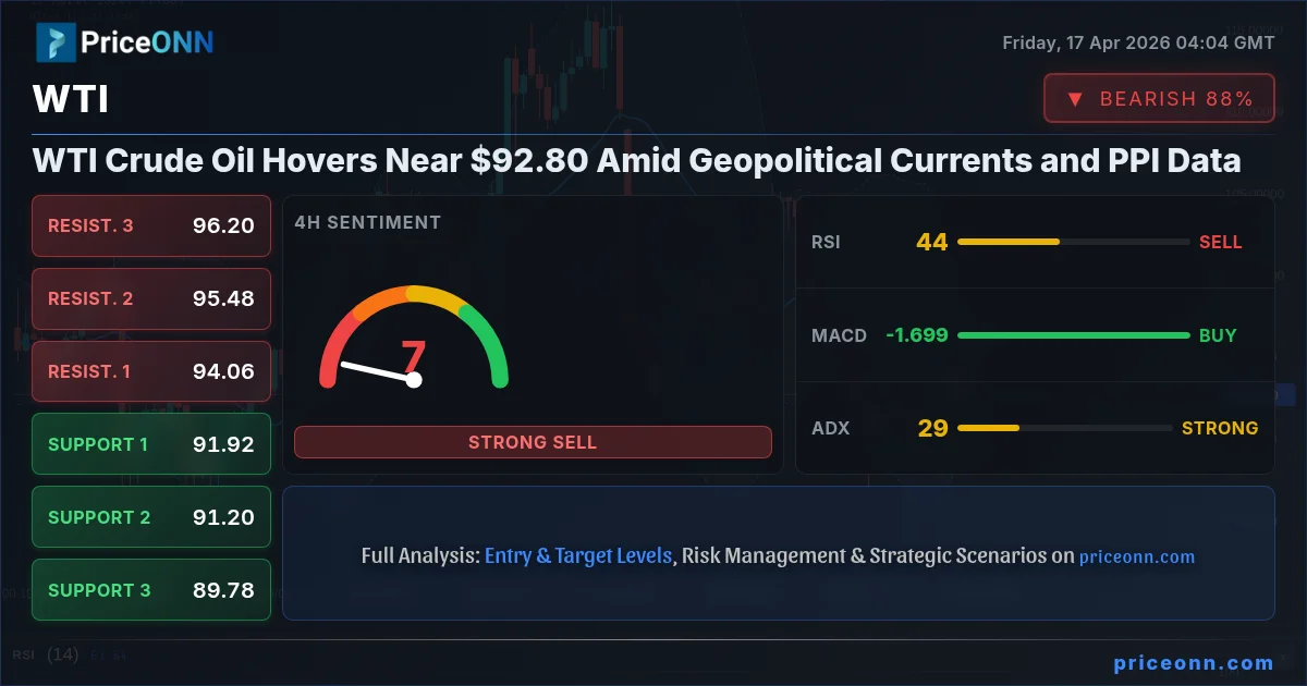 WTI Crude Oil Hovers Near $92.80 Amid Geopolitical Currents | PriceONN