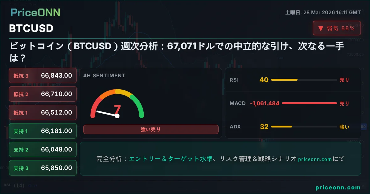 BTCUSD テクニカル分析 | PriceONN