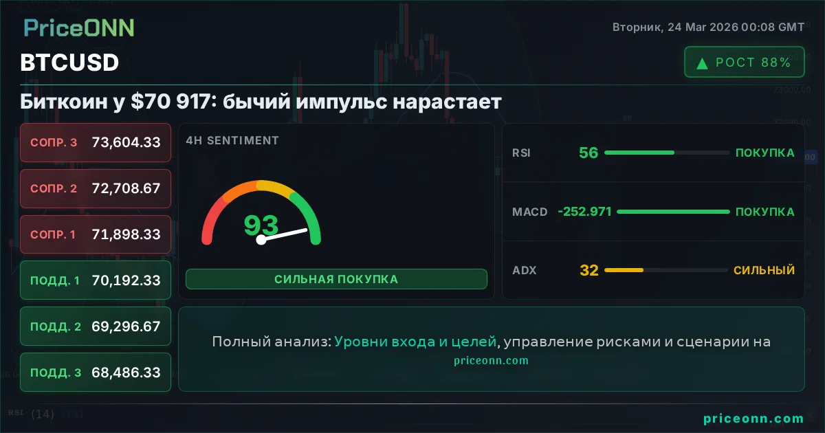 BTCUSD Технический Анализ | PriceONN
