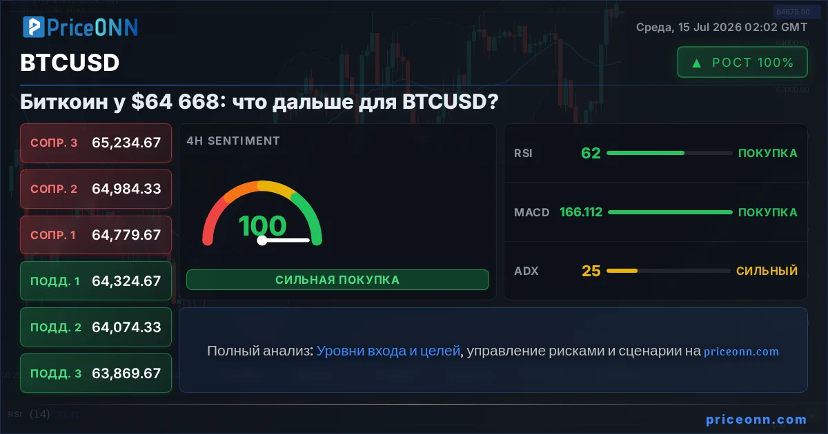 BTCUSD Технический Анализ | PriceONN