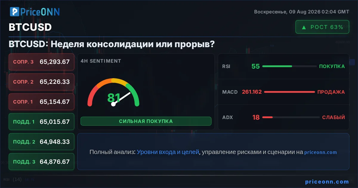 BTCUSD Технический Анализ | PriceONN