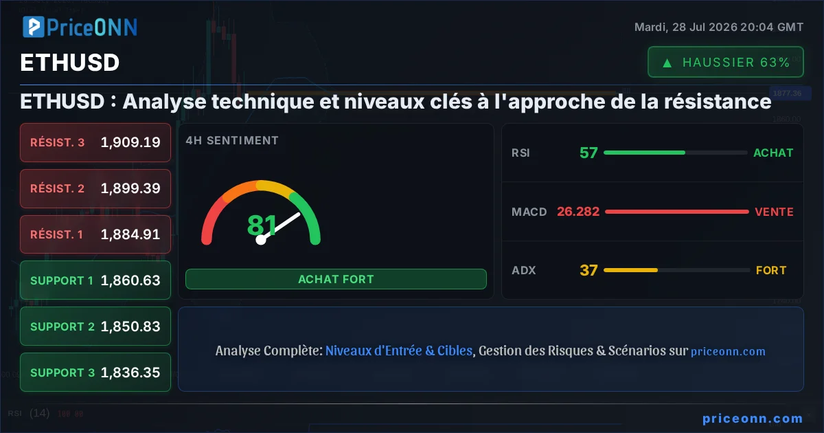 ETHUSD Analyse Technique | PriceONN