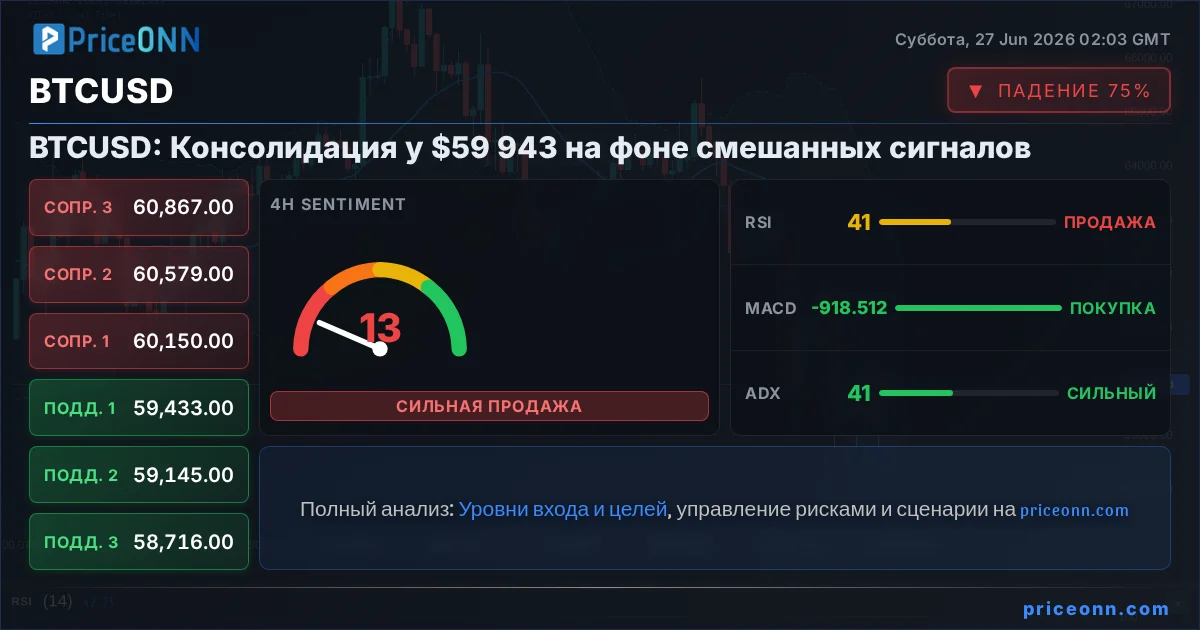 BTCUSD Технический Анализ | PriceONN
