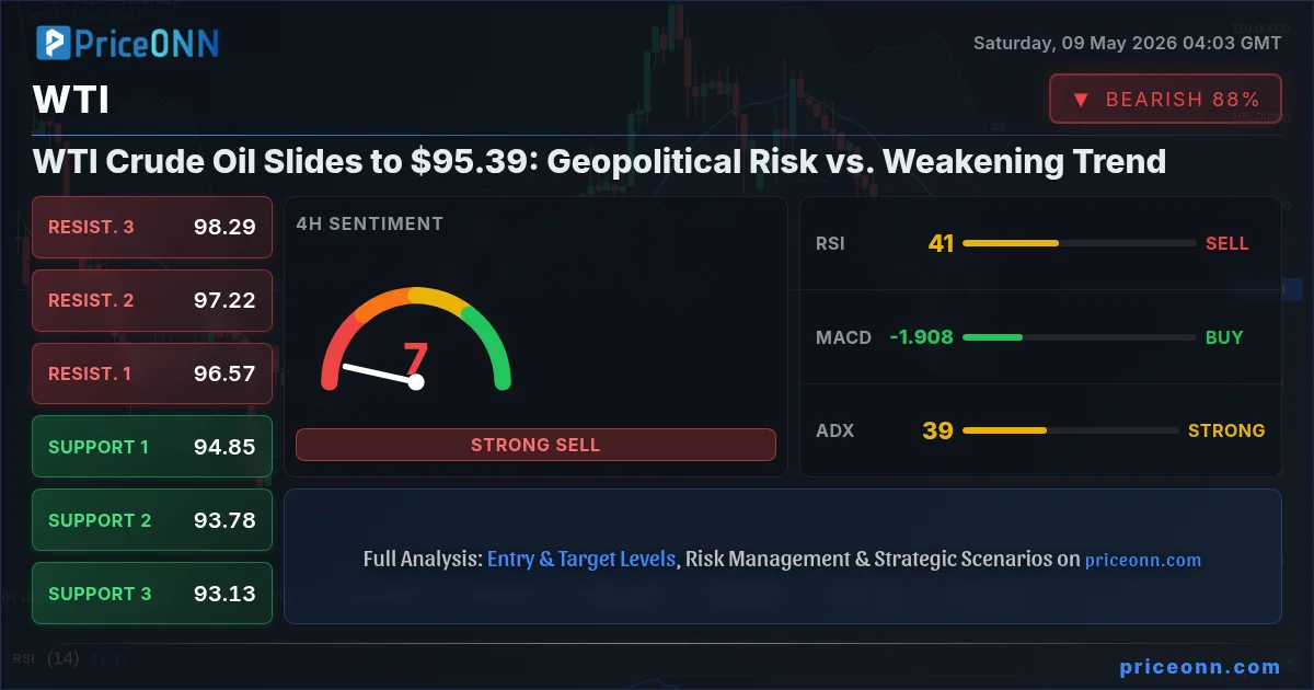 WTI Crude Oil Slides to $95.39: Geopolitical Risk vs | PriceONN
