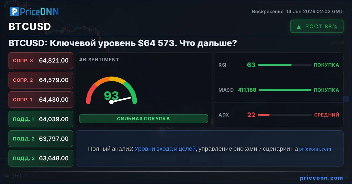 BTCUSD Технический Анализ | PriceONN