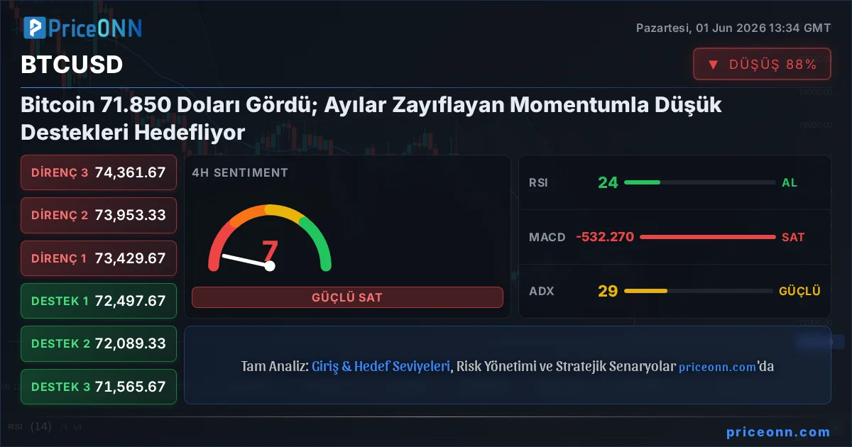 BTCUSD Teknik Analiz | PriceONN