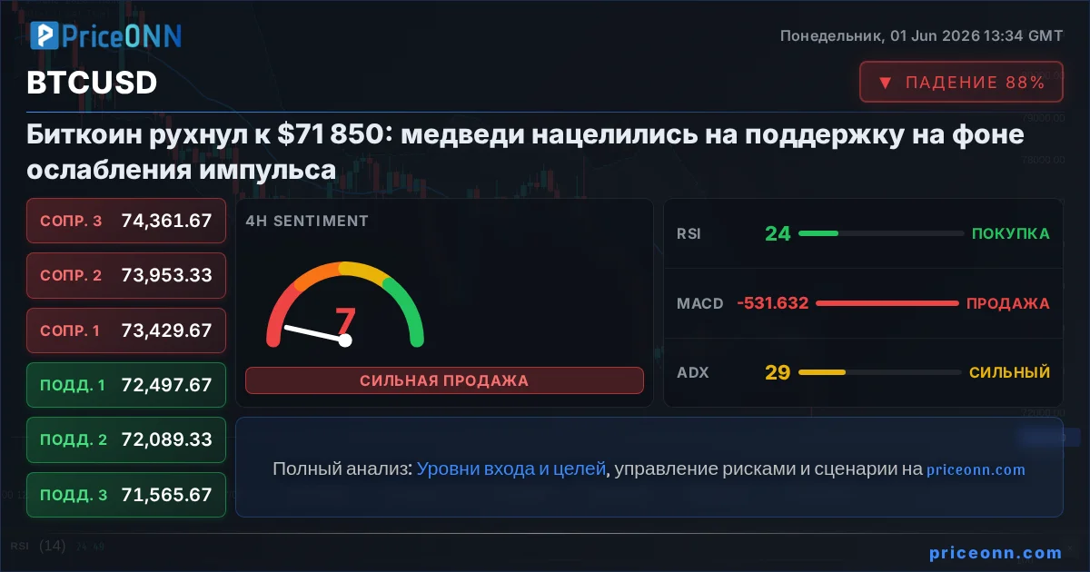 BTCUSD Технический Анализ | PriceONN